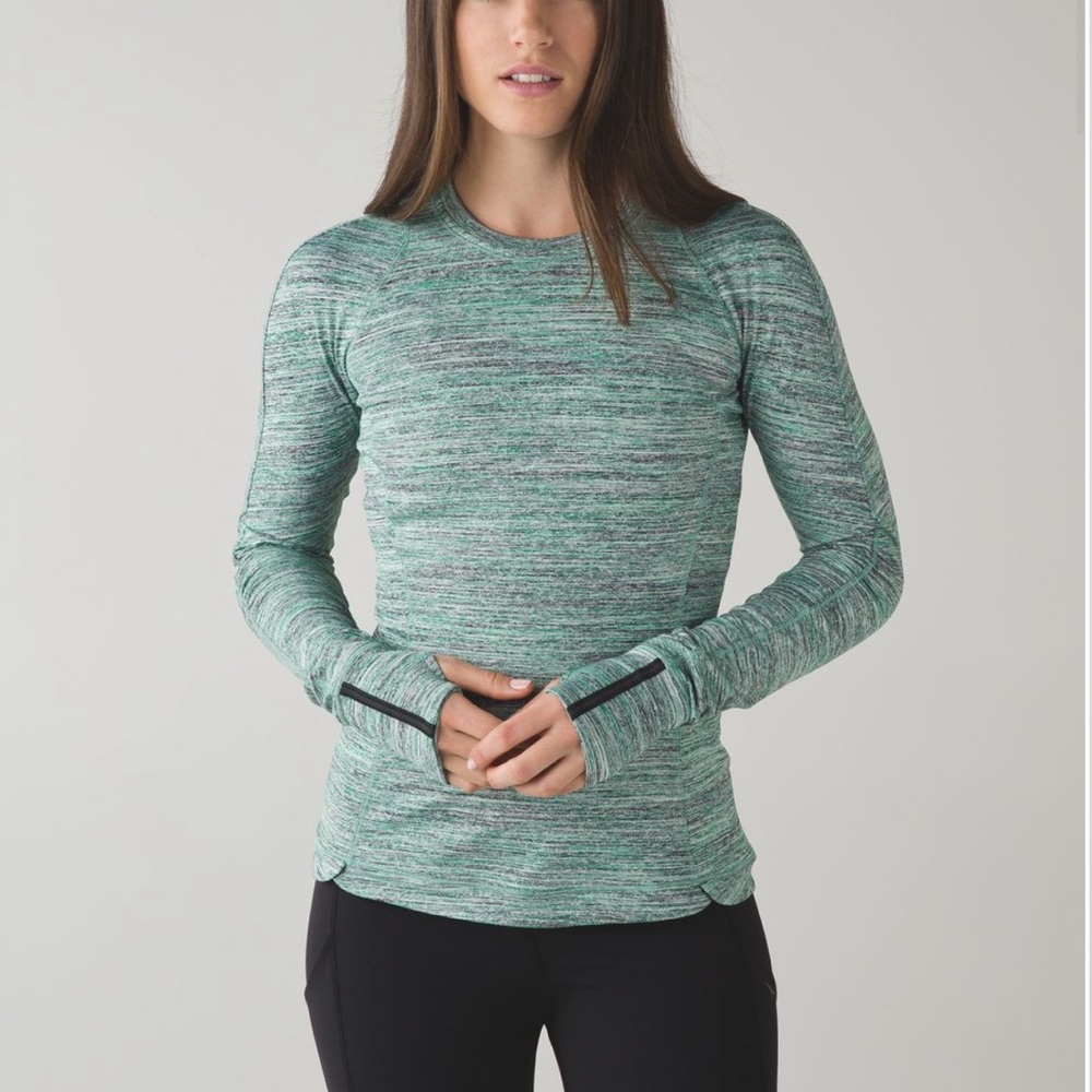 Lululemon Runderful Long Sleeve Space Dye Camo Forage Green Heathered Shirt 6